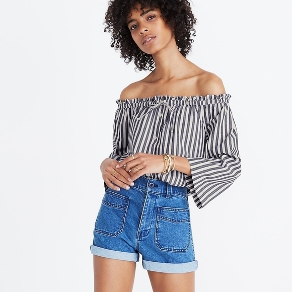 Madewell Tops - Madewell Shimmer Stripe Off-the-Shoulder Top